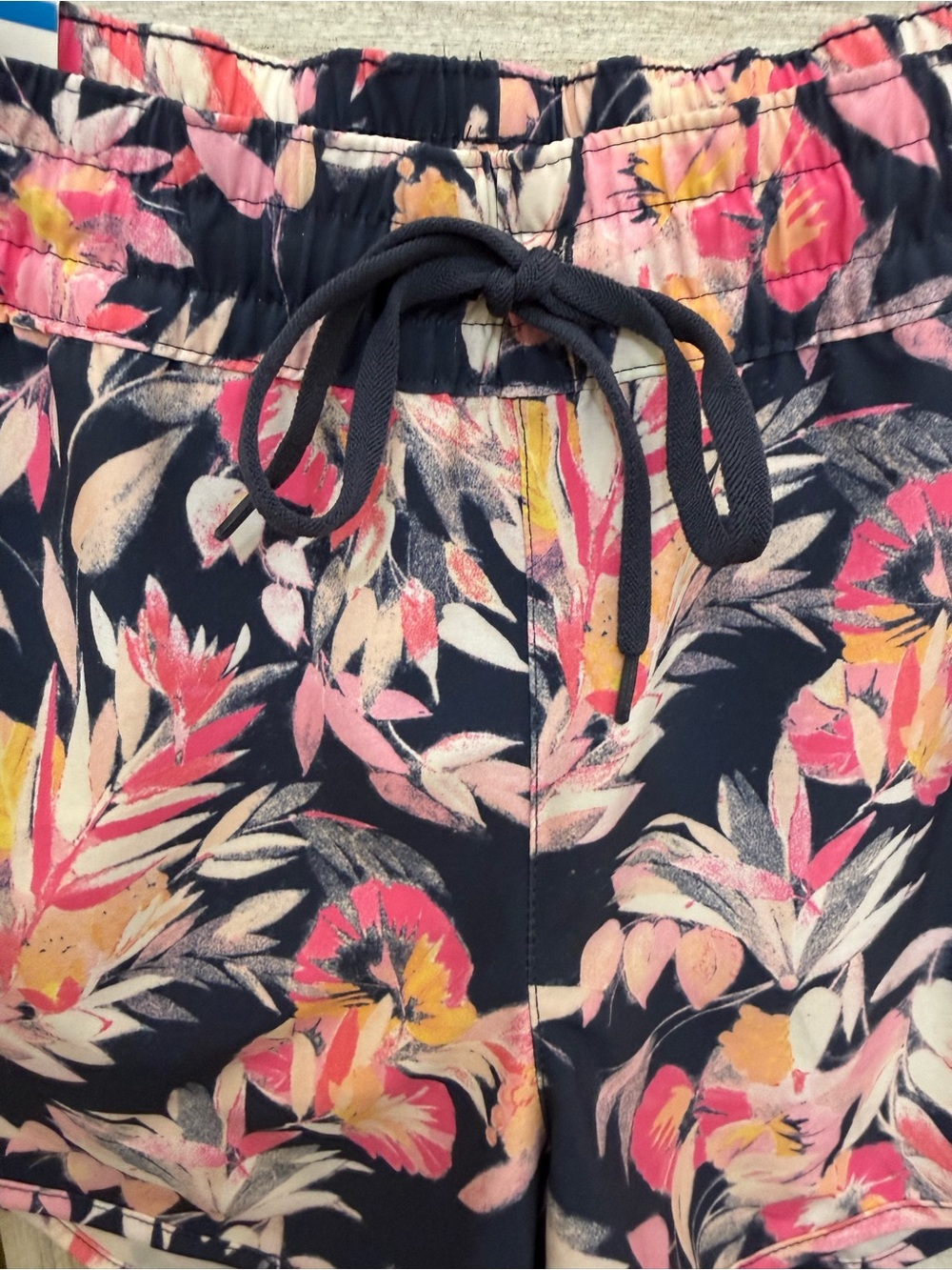 Columbia Navy Floral Athletic Shorts with Pink & Yellow Print - Picture 3 of 8